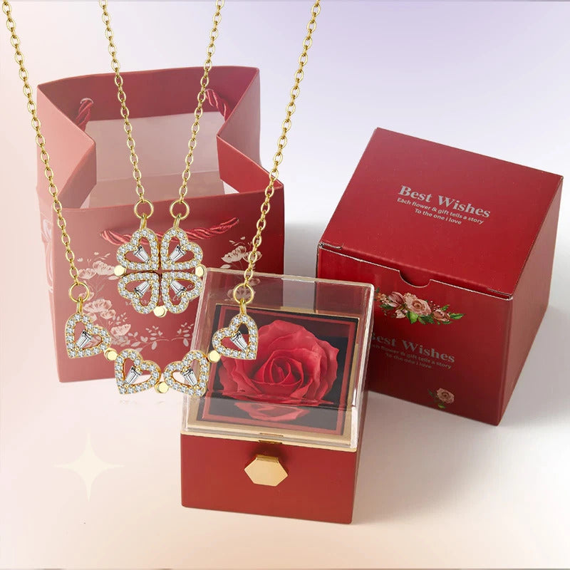 BOÎTE COLLAR CŒUR MAGNÉTIQUE AVEC FLEUR PRÉSERVÉE - My Store