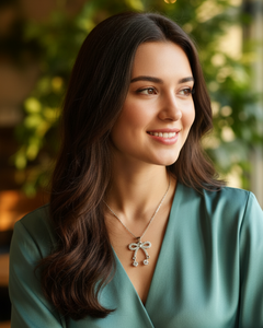 COLLIER NŒUD AVEC PIERRES PENDANTES