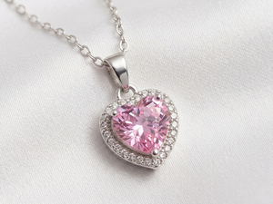 COLLIER COEUR SURELEVE ROSE